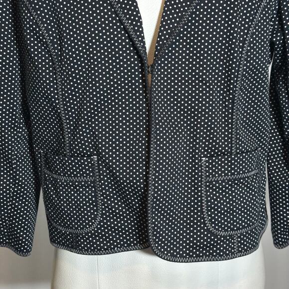 Ruby Rd Black/White Polka Dot 3/4 Sleeve Blazer Suit Jacket Career Womens Sz 12 - Picture 2 of 12